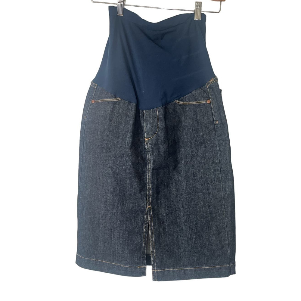 AG Adriano Goldshmied The Precise Maternity Dark Wash Denim Skirt • Size 28 🗣